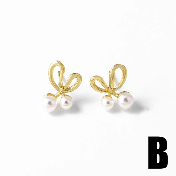 AS jewelry niche design pearl heart flower earrings women's gold-plated earrings ert07