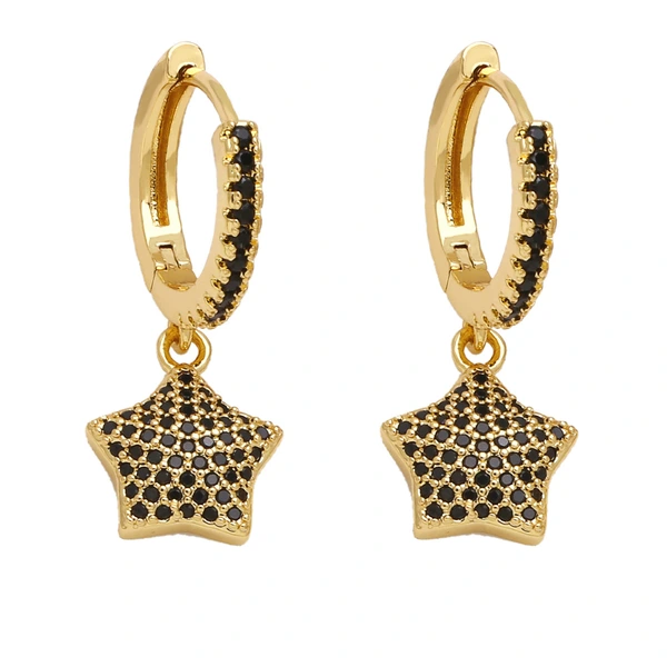 Clearance European and American five-pointed star earrings female niche design gold-plated inlaid colored zircon pendant earrings erw10