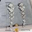 French design square stitching earrings for women, high-end versatile earrings, long and elegant earrings