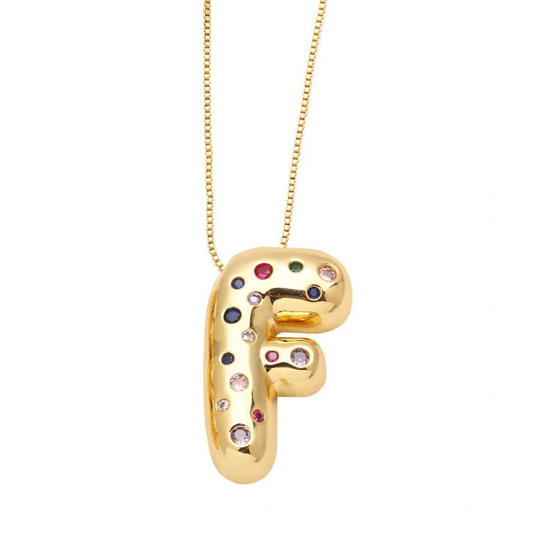 AS jewelry 26 English letters necklace gold-plated inlaid colored zircon clavicle chain nkb070