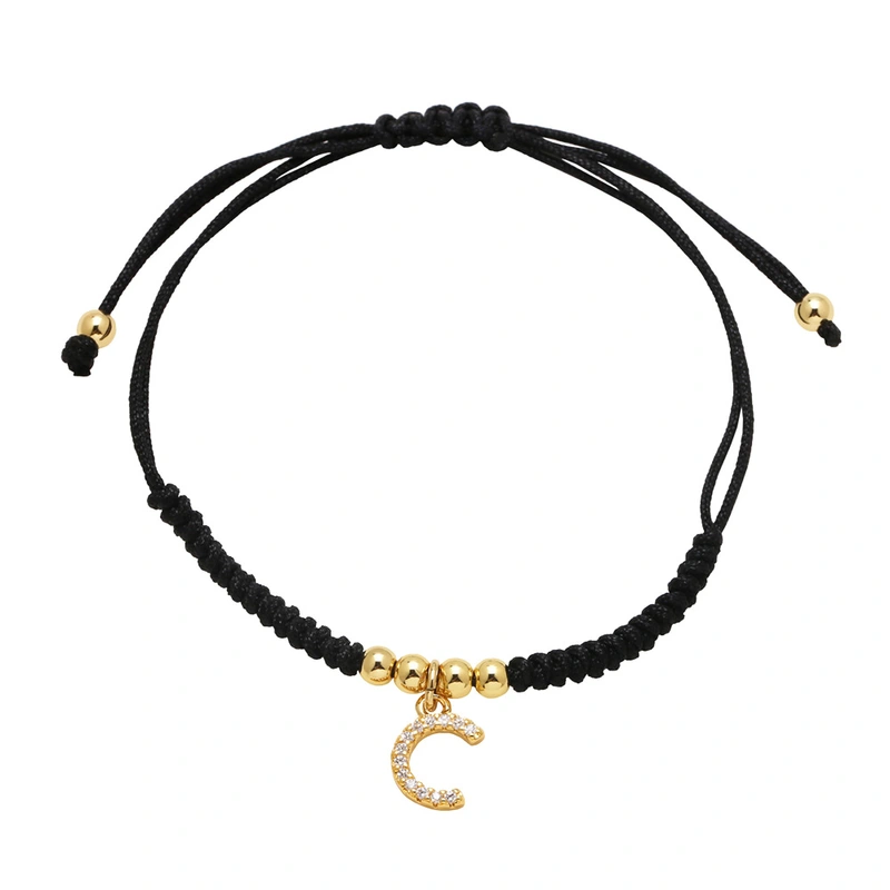 AS jewelry European and American new black bracelet 26 English letters pendant bracelet hand jewelry bra13