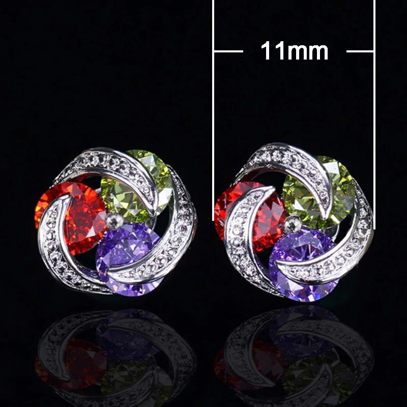 European and American hot-selling fashion mix and match colorful zircon earrings for women, daily versatile earrings