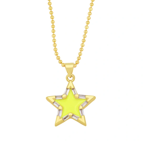 Clearance European and American spring five-pointed star necklace pendant color oil drop zircon necklace clavicle chain female nka003