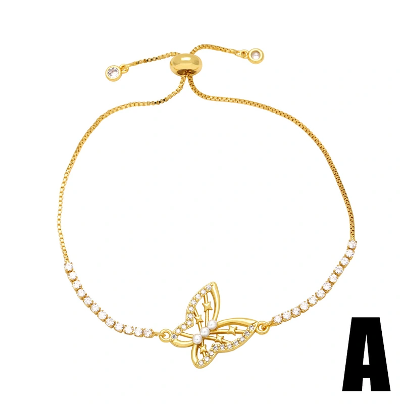 New European and American style simple pearl butterfly bracelet girls fashionable versatile adjustable bracelet brk42