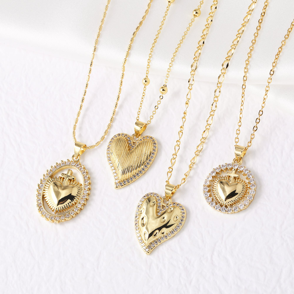 AS jewelry European and American hot-selling style Valentine's Day love heart necklace pendant real gold plated clavicle chain female nkv16