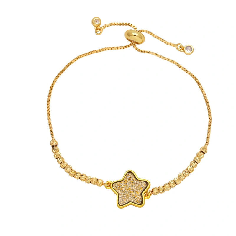 Hot selling bracelet women's style European and American simple five-pointed star gold-plated adjustable pull bracelet brc42