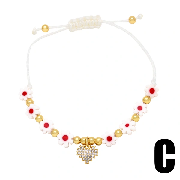 Clearance flower bracelet women's love bear pendant bracelet niche color girlfriends handmade beaded hand jewelry brj89