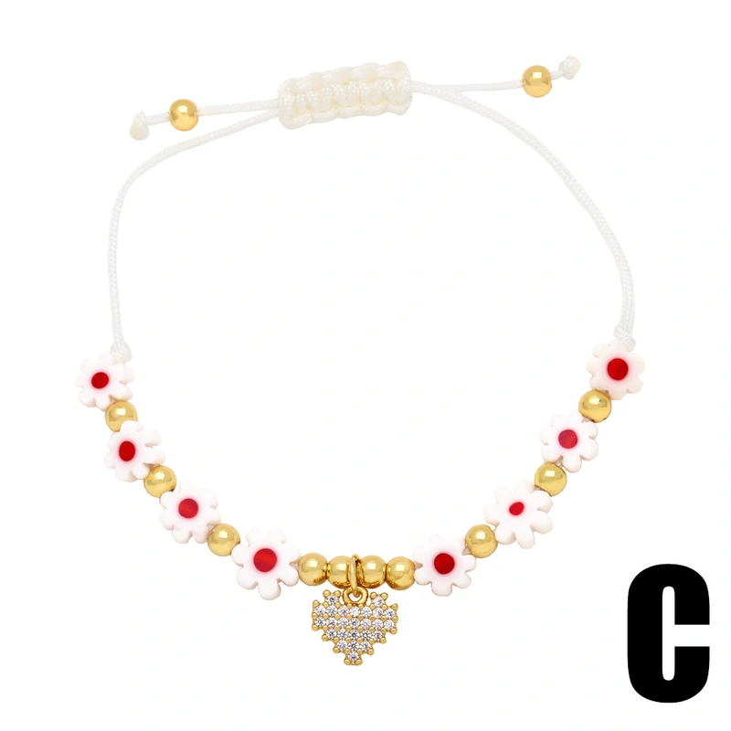 Clearance flower bracelet women's love bear pendant bracelet niche color girlfriends handmade beaded hand jewelry brj89