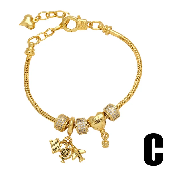 Clearance sale airplane letter pendant bracelet women's gold-plated zircon heart bracelet brf69
