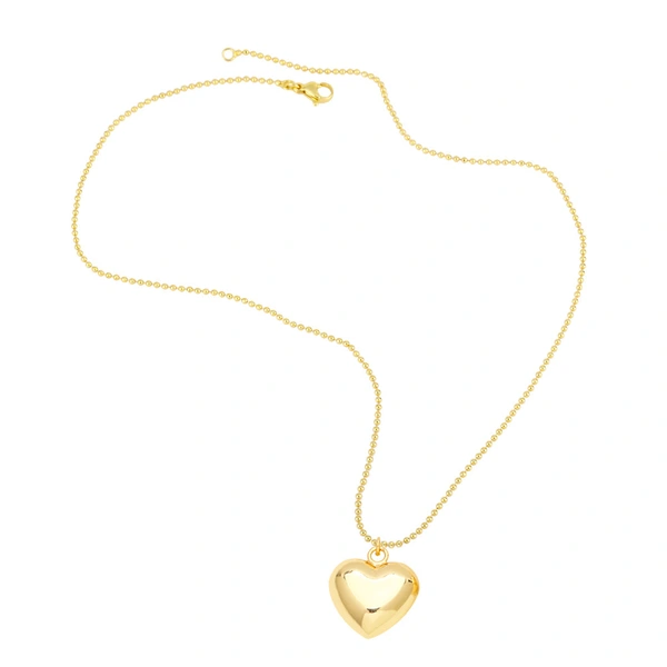 Hot selling three-dimensional smooth heart necklace European and American cool style Internet celebrity personality hip-hop clavicle necklace female nkn12