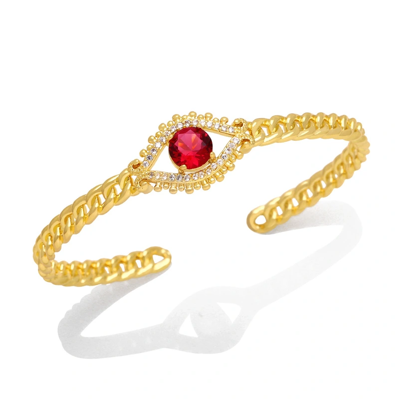 Hot selling fashion devil eye bracelet 18K gold plated open hand jewelry European and American zircon bracelet female brj73