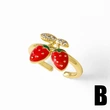 AS jewelry new hot selling copper plated 18k gold dripping oil fruit strawberry cherry ring ring rip36ring