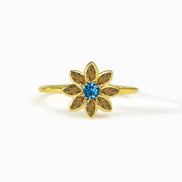  European and Korean exquisite flower flower ring female fashion small fresh sweet ring inlaid with zircon super hot style