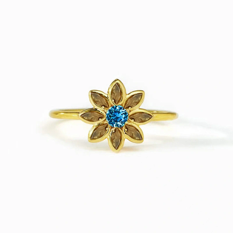  European and Korean exquisite flower flower ring female fashion small fresh sweet ring inlaid with zircon super hot style