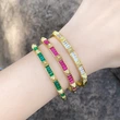 Copper plated 18K gold rivet bracelet women's fashion micro-inlaid colored zircon open bracelet personality bracelet wholesale bra23