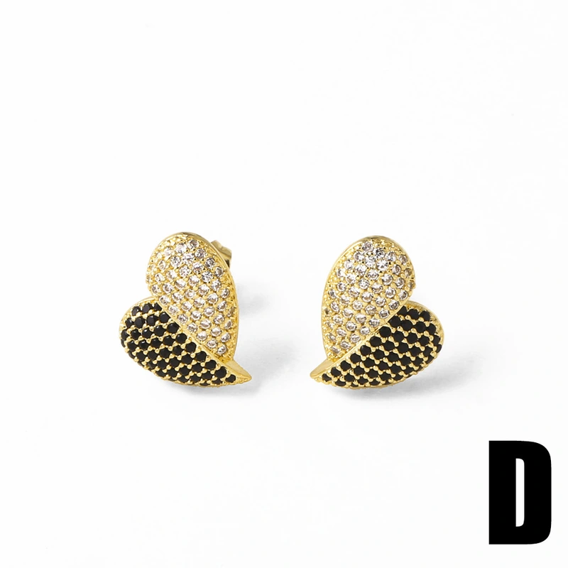 AS jewelry copper plated 18k gold heart inlaid zircon earrings earrings female era262