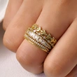   Stacking wedding light luxury geometric zircon ring women's wheat ear ring five-piece set popular super hot style