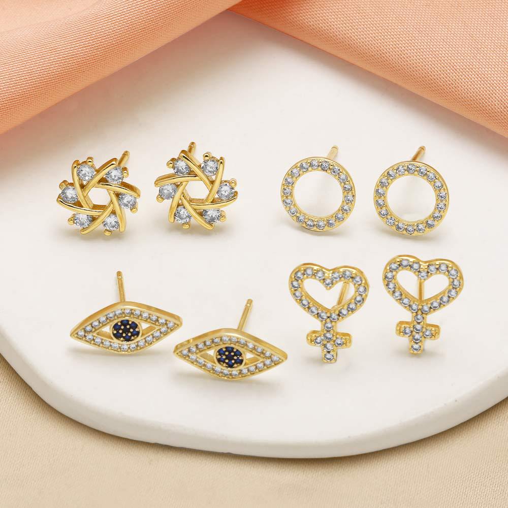 AS jewelry eye heart earrings small earrings copper plated 18k flower earrings era257