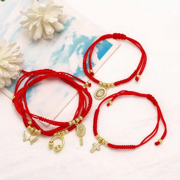 AS jewelry European and American red rope Madonna cross pendant bracelet gold-plated tennis racket hand jewelry female bra84