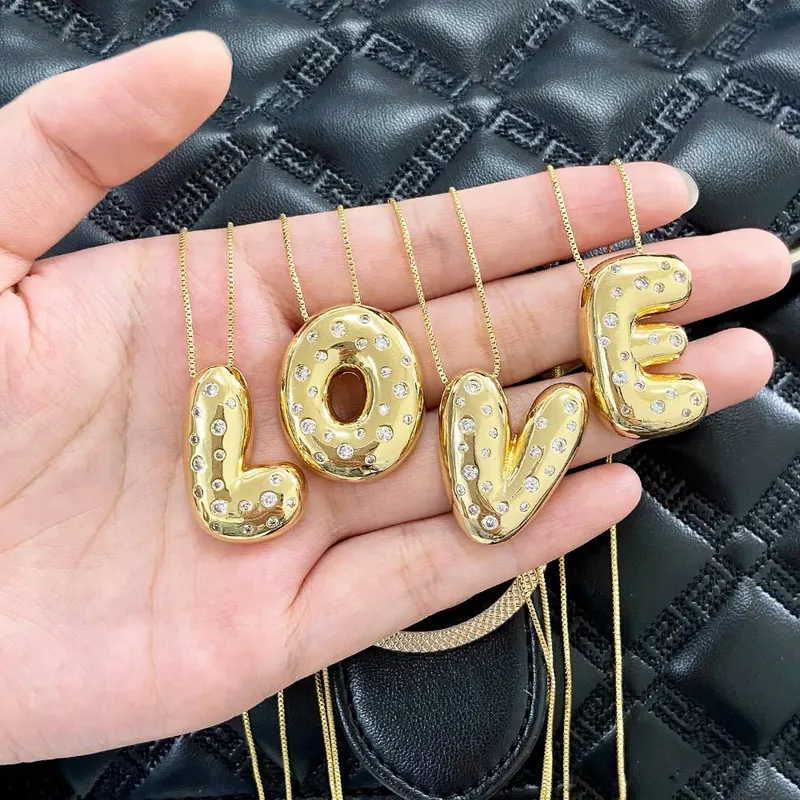 AS jewelry fat English letter necklace female gold-plated zircon clavicle chain nkb241