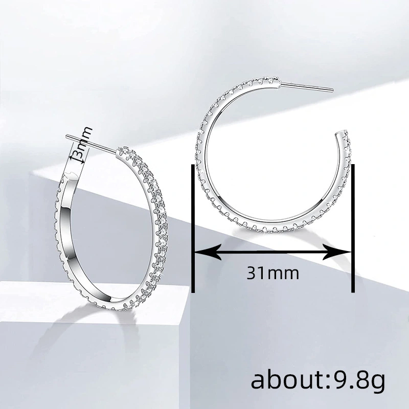   Ring-shaped personality earrings for women, holiday style, design sense, zircon earrings, fashionable micro-inlaid jewelry