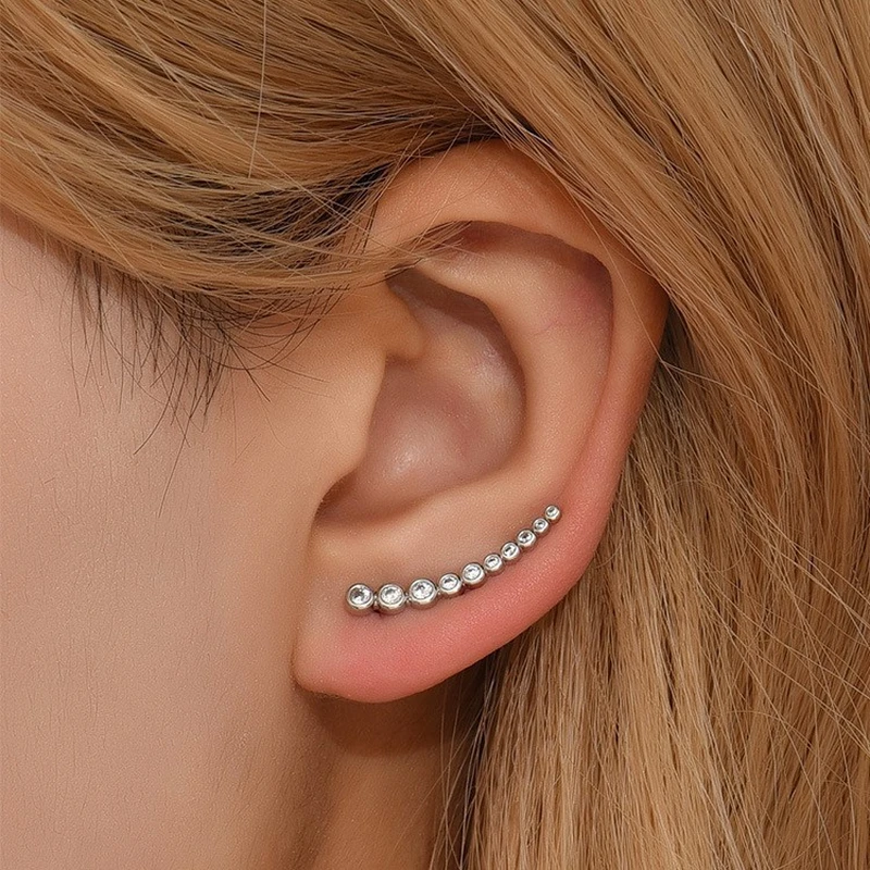  Niche, simple, regular, high-end earrings, retro, shining, temperament, round diamond ear hooks, popular earrings