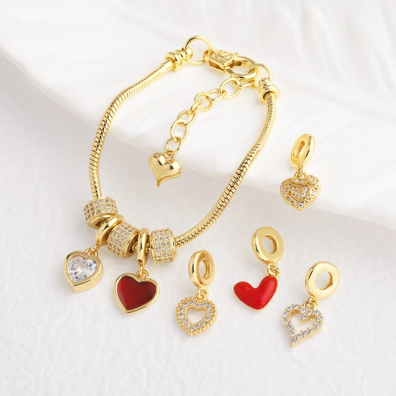 AS jewelry Europe and the United States hot selling copper plated real gold love heart shaped pendant bracelet hand jewelry brn30 bracelet