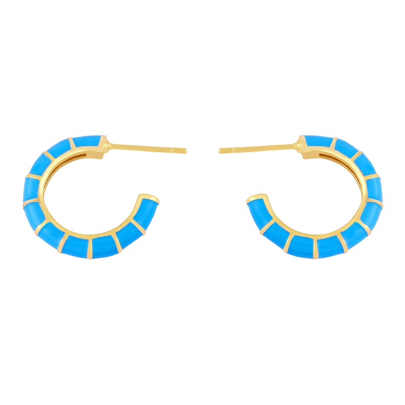 Clearance color oil drop C-shaped earrings female European and American creative temperament Internet celebrity cold style high-end earrings erx86