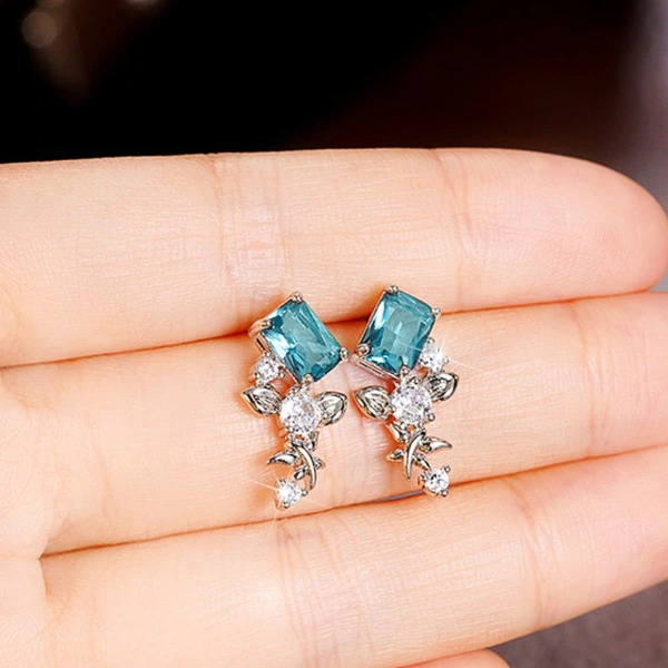 Geometric irregular zircon earrings floral series flower earrings unique design magazine style earrings for women