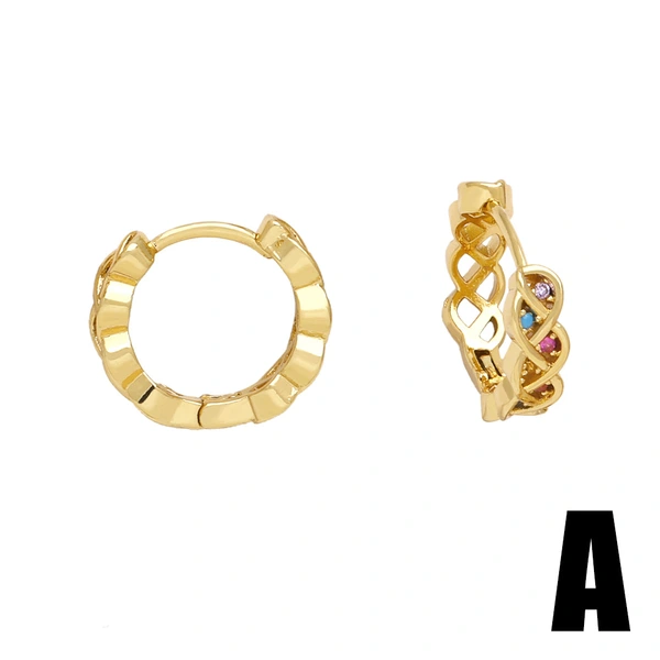 Hot selling colorful zircon earrings temperament versatile gold-plated earrings female erv26