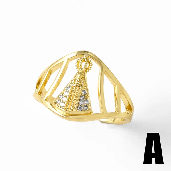 AS jewelry Europe and the United States hot selling hollow Virgin Mary ring female copper plated 18k gold open ring rih96