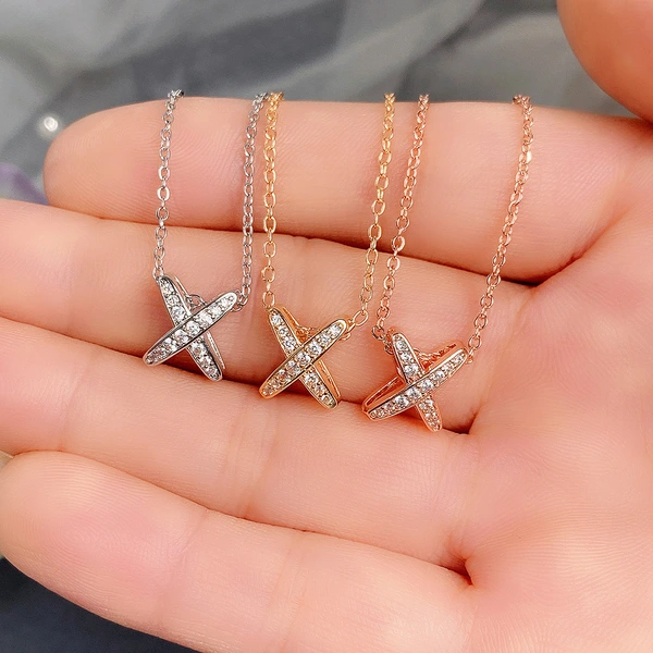 Women's new letter X necklace European and American student forest clavicle chain pendant necklace jewelry