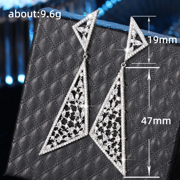 Korea Dongdaemun triangle pendant fashion super flash zircon geometric triangle earrings temperament net red earrings