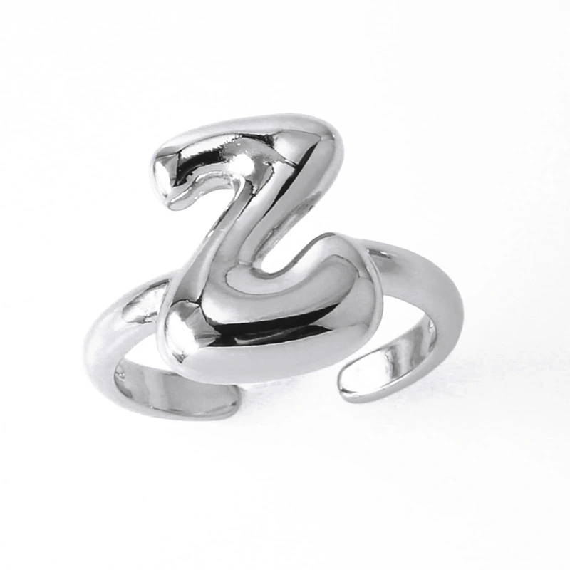 AS jewelry smooth 26 English letters ring female copper plated real gold open ring rih04