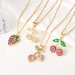 AS jewelry Europe and the United States hot selling full zircon fruit cherry strawberry pendant necklace clavicle chain female nkb203