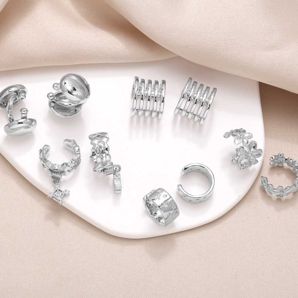 AS jewelry shopee hot selling C-shaped earrings gold-plated zircon flower ear cuffs era157