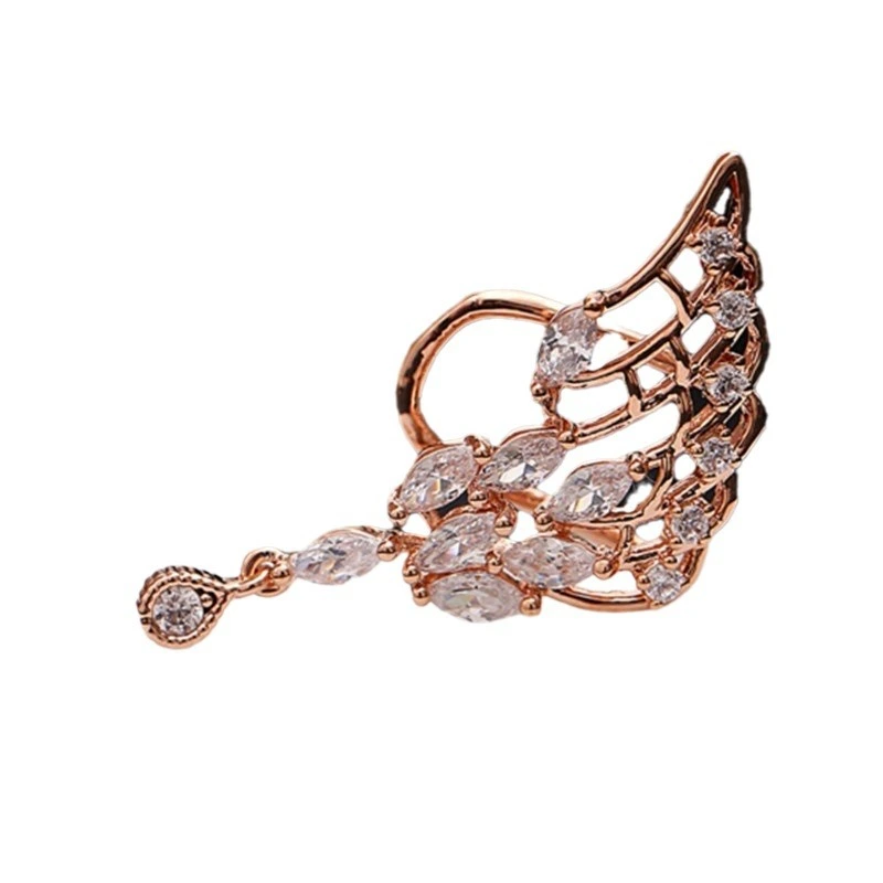 Fashion Angel Wings Zircon Earrings for Women (Single) Korean Style Earrings for Women (No Piercings) Crystal Earrings