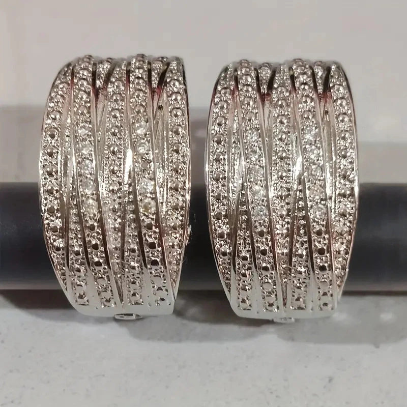 Cold style metal design earrings for women, niche personality, micro-inlaid zircon jewelry, fashionable internet celebrity earrings