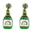 Clearance European and American exaggerated champagne bottle rice bead sequin earrings female embroidered letters CHAMEAGNE earrings ery15