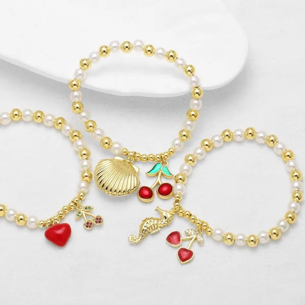 AS jewelry hot style zircon fruit cherry seahorse pendant bracelet beaded hand jewelry female brd07