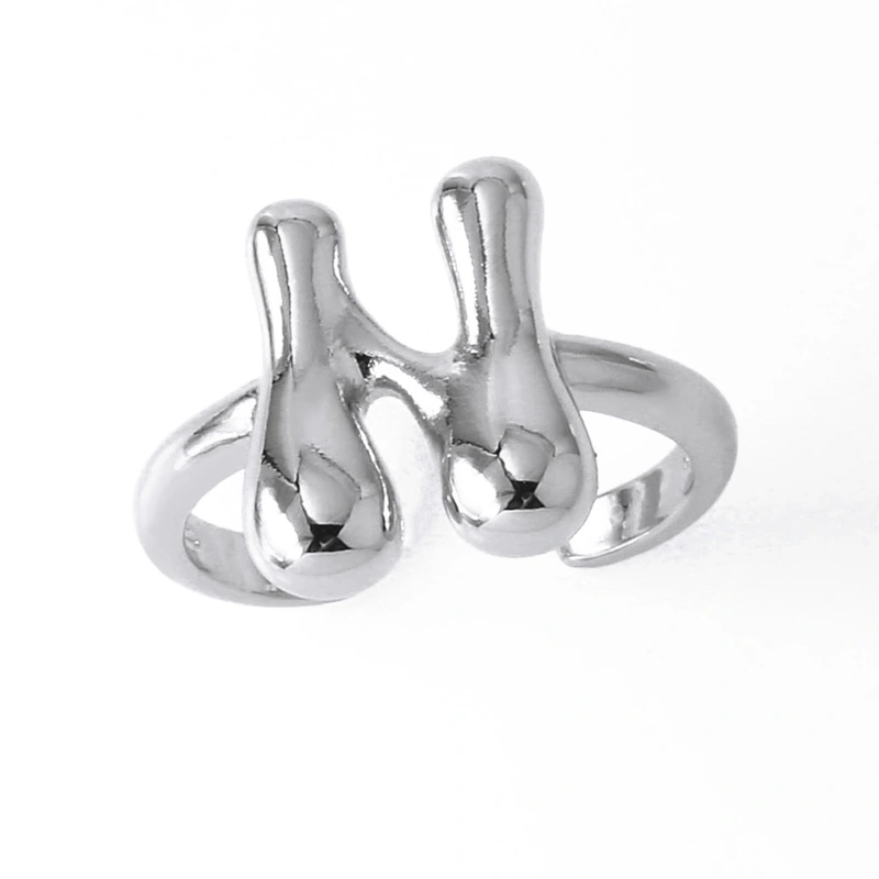 AS jewelry smooth 26 English letters ring female copper plated real gold open ring rih04