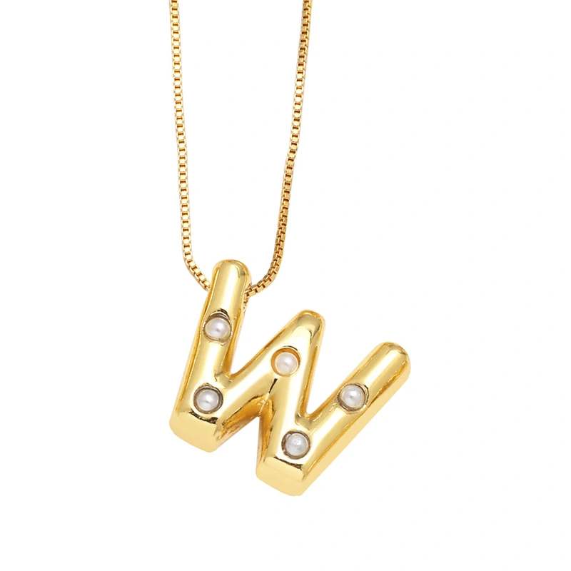 AS jewelry European and American 26 English letters pendant necklace female pearl gold-plated clavicle chain nka058