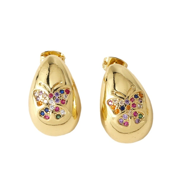 AS jewelry shopee love water drop earrings female gold-plated five-pointed star butterfly inlaid zircon earrings erw57