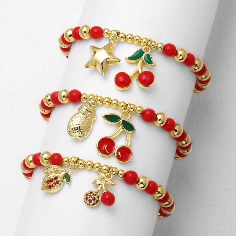 AS jewelry new fruit cherry pendant bracelet beaded hand jewelry brh19 bracelet