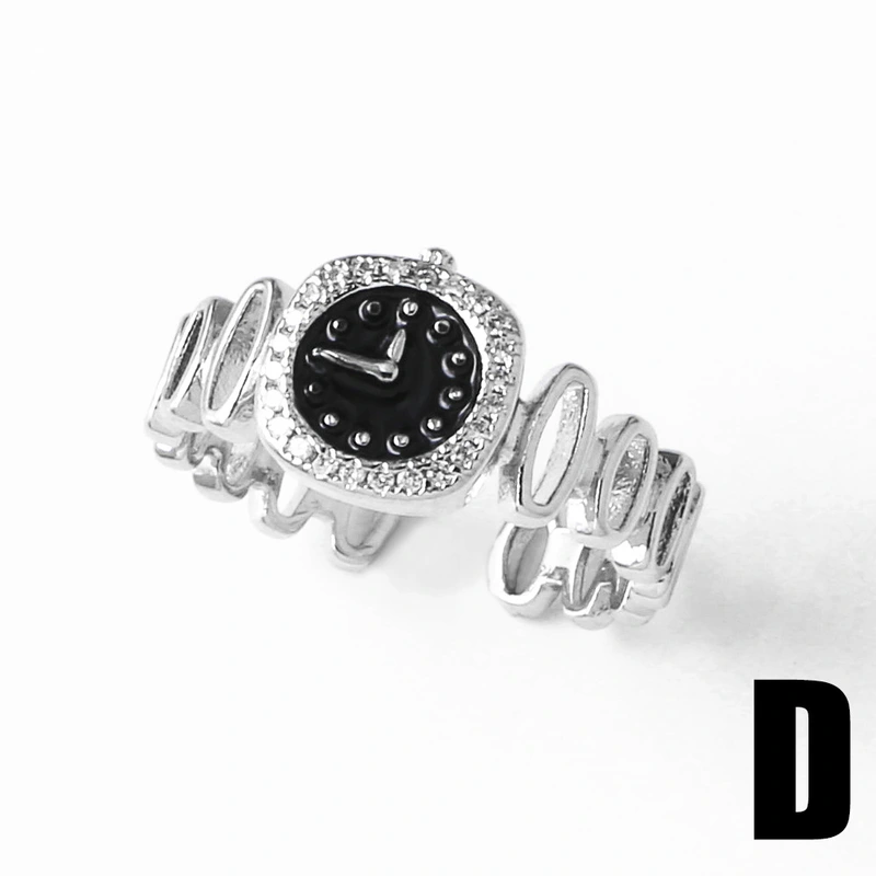 AS jewelry hot selling copper plated real gold oil watch clock open ring ring female ris08