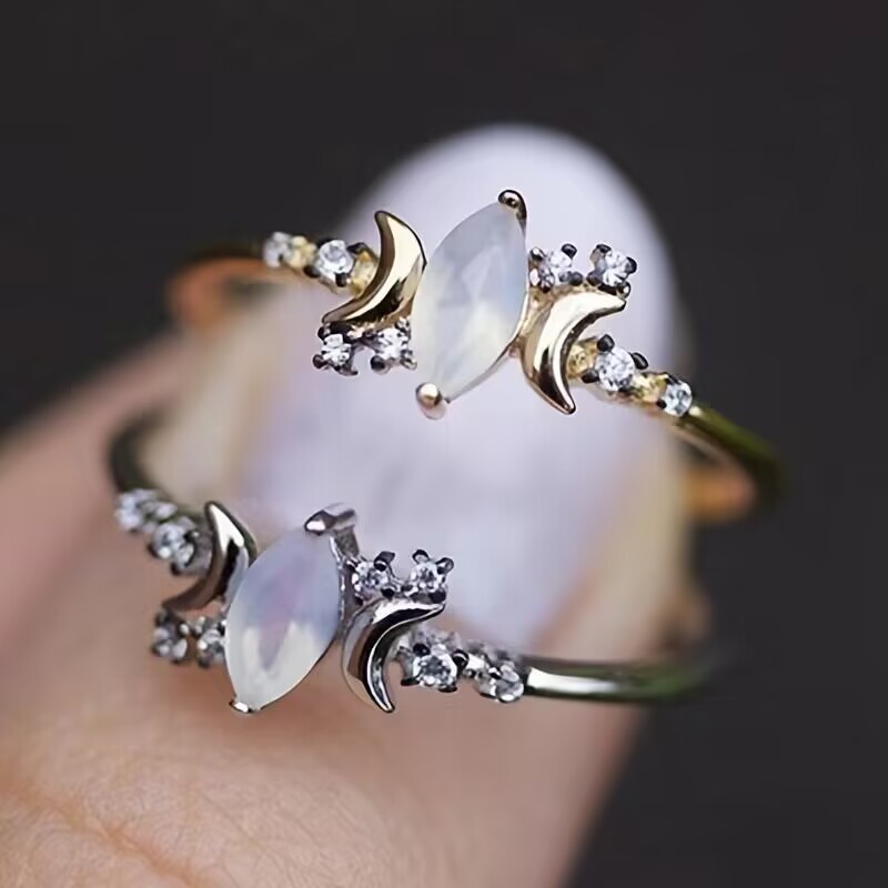  European and American ring women's moon horse eye exquisite ring sweet lady niche style jewelry