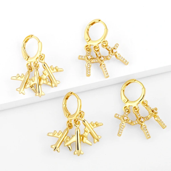 European and American metal earrings trendy temperament cross star earrings net celebrity fashion personality airplane earrings erz18