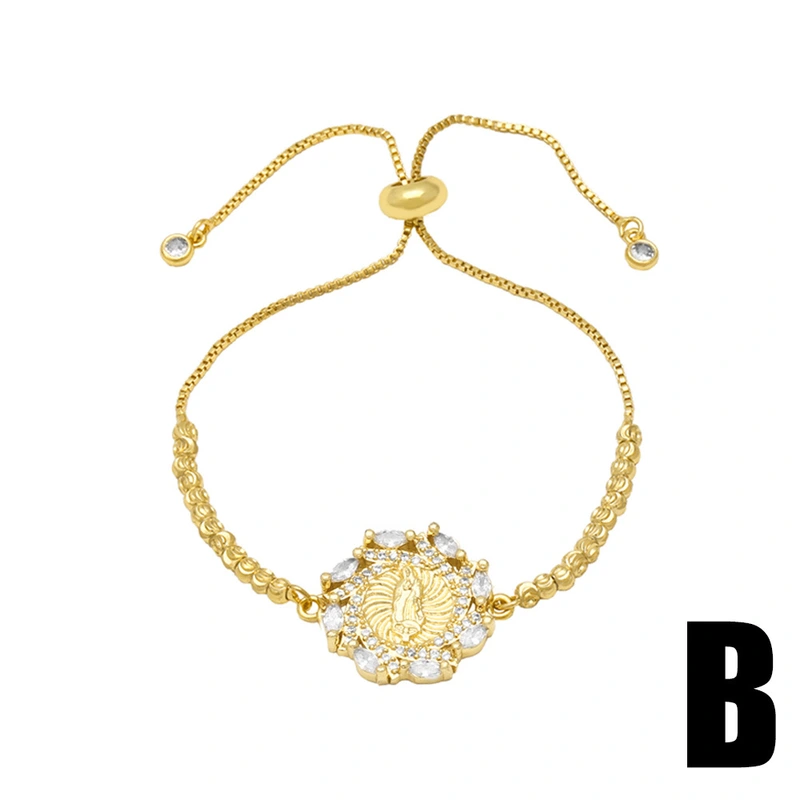 AS jewelry European and American love Virgin Mary zircon bracelet female copper plated 18K real gold bracelet jewelry accessories brf28