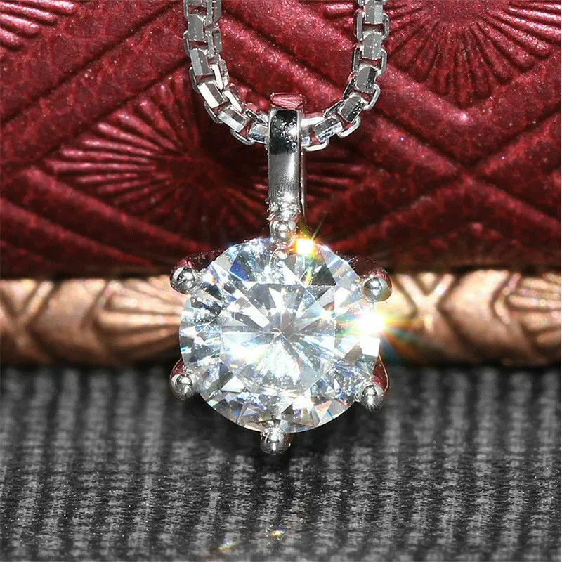 Simple six-claw single diamond pendant necklace exquisite large zircon pendant necklace live hot selling products