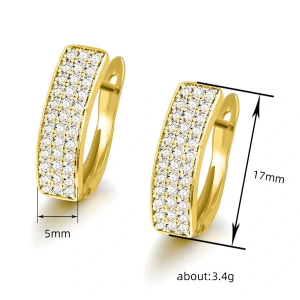  New European and American hot-selling retro temperament earrings, high-end gold earrings, three rows of densely inlaid daily earrings